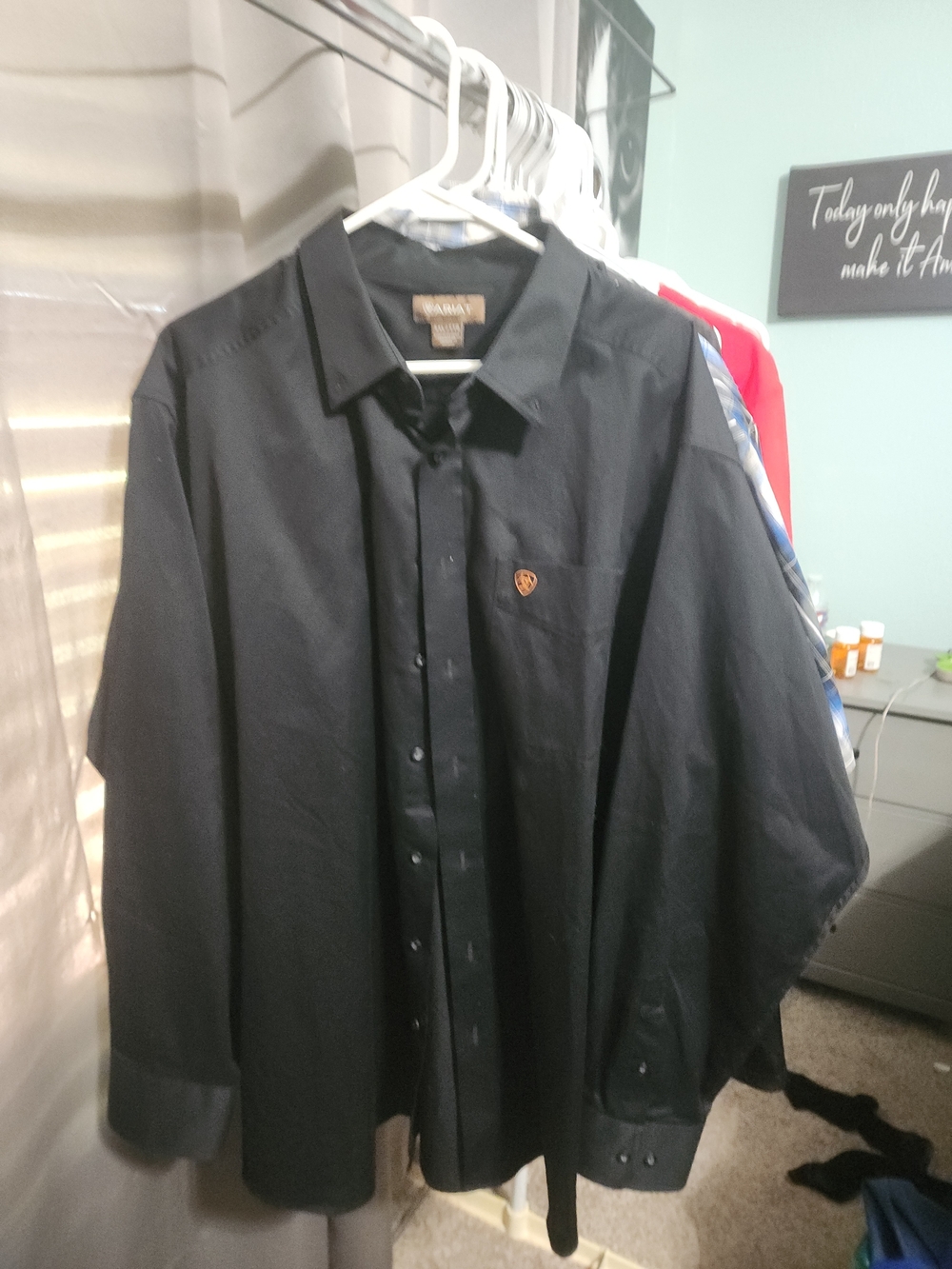 Ariat Men's Black Button-Up Dress Shirt with Embroidered Logo